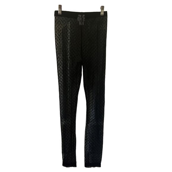Aqua Blues Black Sheer Dot Leggings Juniors Size Small Y2K - Picture 2 of 9